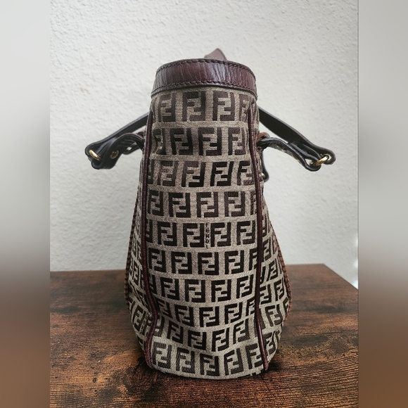 Fendi Brown Zucchino Canvas and Leather Tote - Picture 5 of 14